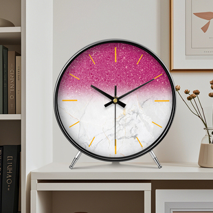 简约创意小时钟摆台式轻奢风客厅桌面摆件卡通高颜值钟表静音座钟