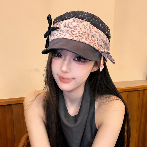 法式复古碎花贝雷帽女显脸小
