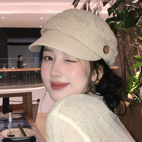 韩系复古显脸小遮阳鸭舌帽女