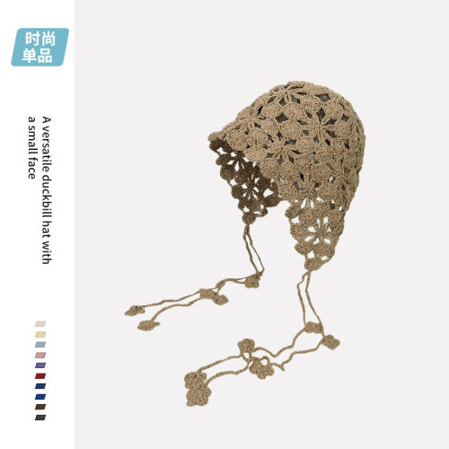 新款波西米亚风手工编织镂空帽