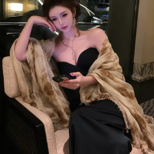 老钱风豹纹防晒薄款丝巾披肩