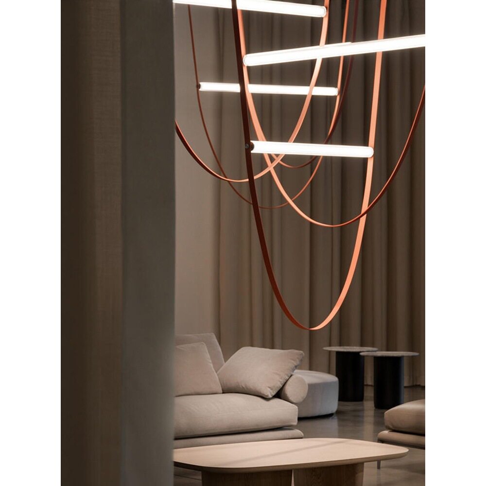 意大利极简餐厅灯后现代设计师皮带客厅挑高别墅样板房楼梯吊灯具