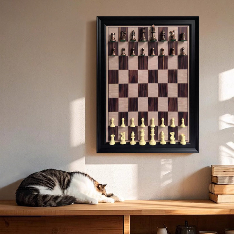 售楼处样板间国际象棋立体实物装置画欧式高端玄关沙发背景墙挂画
