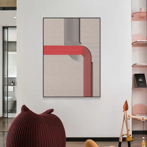 现代简约抽象艺术线条入户玄关装饰画北欧轻奢客厅立体木雕实物画