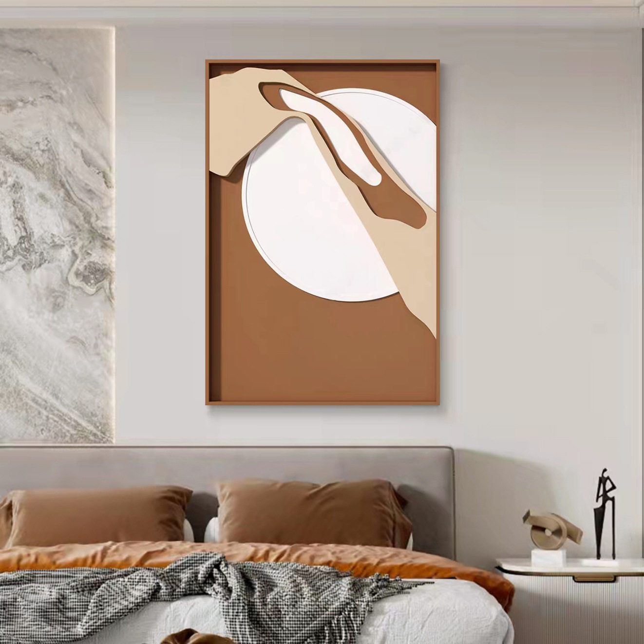 3D立体轻奢客厅沙发背景木雕挂画玄关走廊尽头抽象装饰画床头壁饰