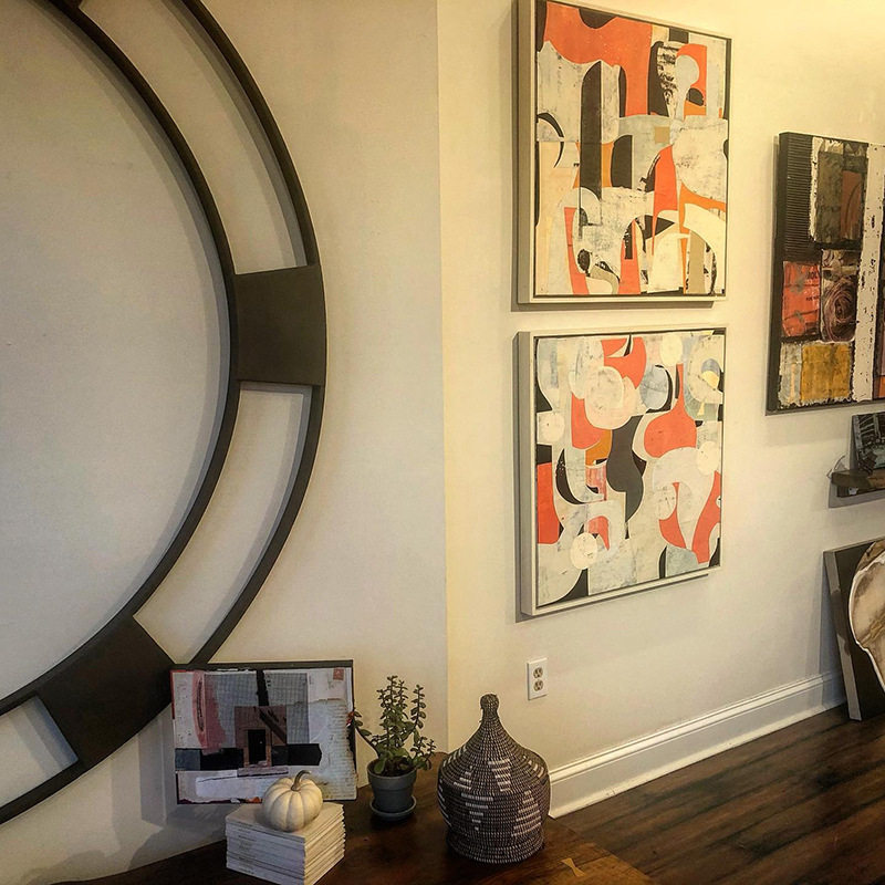 法式中古奶油风手绘油画客厅沙发装饰画现代餐边柜入户门玄关挂画