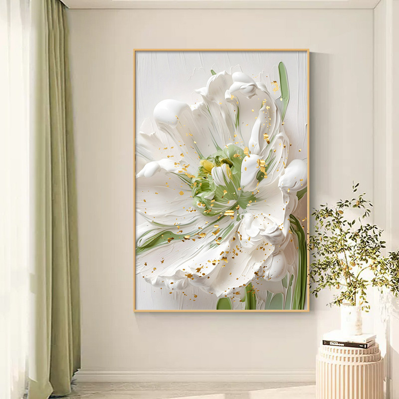 奶油风花卉客厅装饰画小清新玄关壁画简约大幅沙发背景墙落地挂画图片