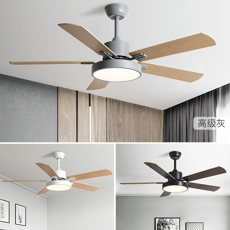 北欧餐厅风扇灯卧室客厅吊扇灯家用日式新款静音五叶风扇灯具led