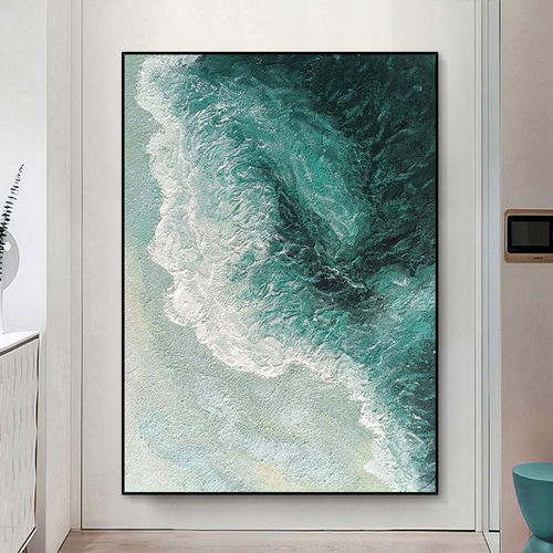 法式奶油风纯手绘油画客厅装饰画现代简约轻奢高级感过道玄关挂画