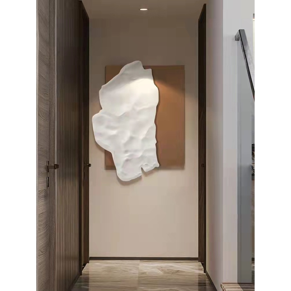 现代轻奢入户玄关装饰画3D立体浮雕走廊尽头壁画竖版创意客厅挂画图片