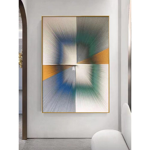 现代轻奢立体皮革入户玄关装饰画艺术客厅沙发背景墙抽象实物挂画