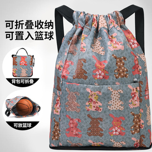 束口袋抽绳双肩包女户外运动训练旅行旅游大容量拉绳布袋收纳背包