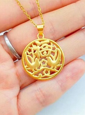 哑光福字圆牌吊坠中国风婚庆首饰品女士项坠