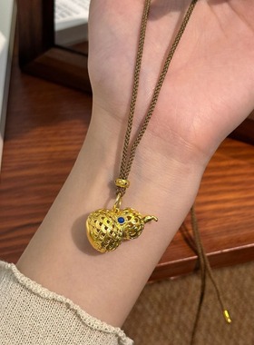 葫芦镂空吊坠小众福禄挂坠仿真百搭宫廷风轻奢项坠子女款