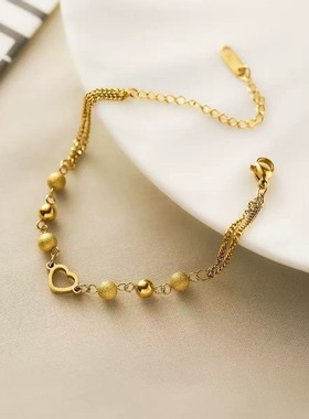 手链爱心光砂珠手链新款手饰送女友老婆生日情人节礼物