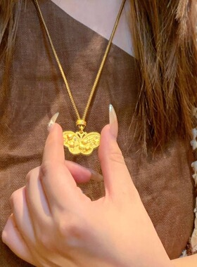 梦蝶同款项链气质中式蝴蝶吊坠毛衣链