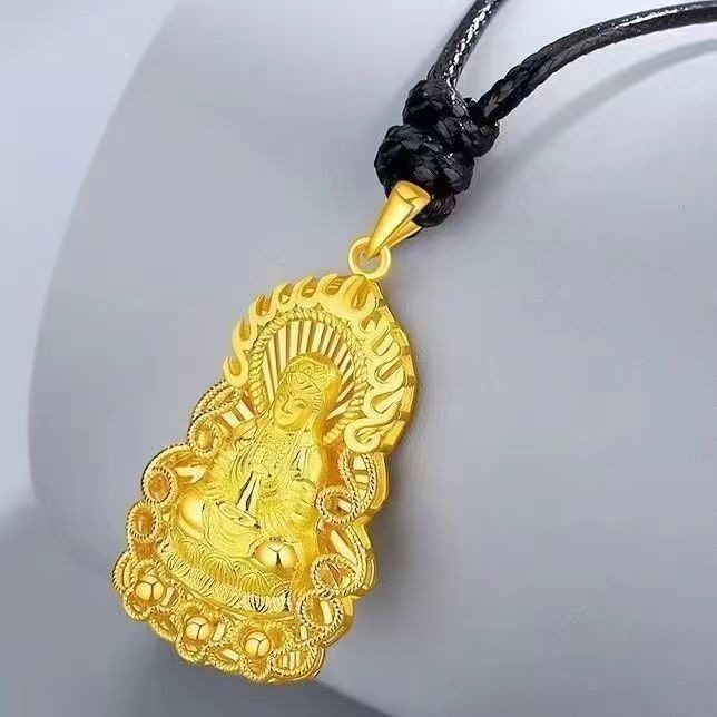 新品沙金火焰观音吊坠招财纳福男项坠/吊坠