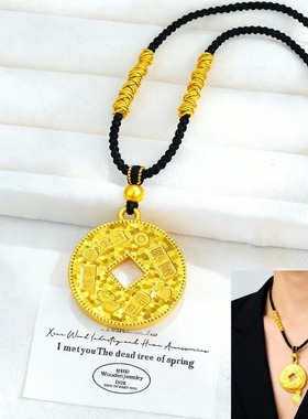 新款爆闪碎冰冰吉言平安扣吊坠招财项链毛衣链