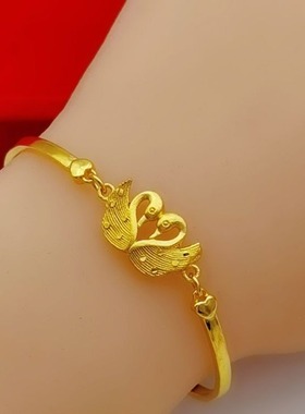 沙金爱心手链天鹅手链女新款气质手链女可调节