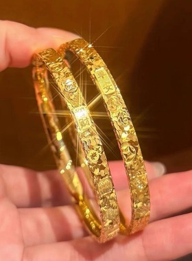 同款爆闪三面碎碎冰吉言手镯素圈闭口镯子时尚送女友