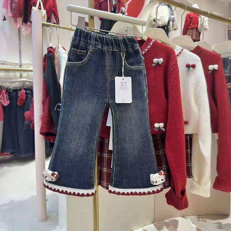 女童加绒牛仔裤洋气一体绒加厚儿童喇叭裤子小女孩宝宝秋冬装新款,童装/婴儿装/亲子装,儿童牛仔裤,淘宝优惠券,粉丝福利购,淘宝优惠卷