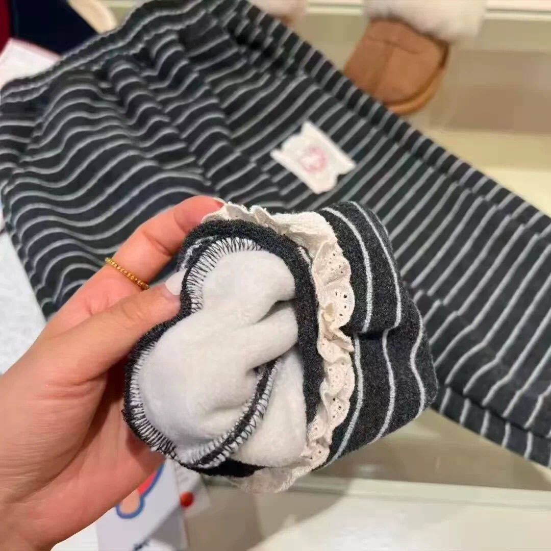 TK猫条纹一体绒休闲保暖休闲裤