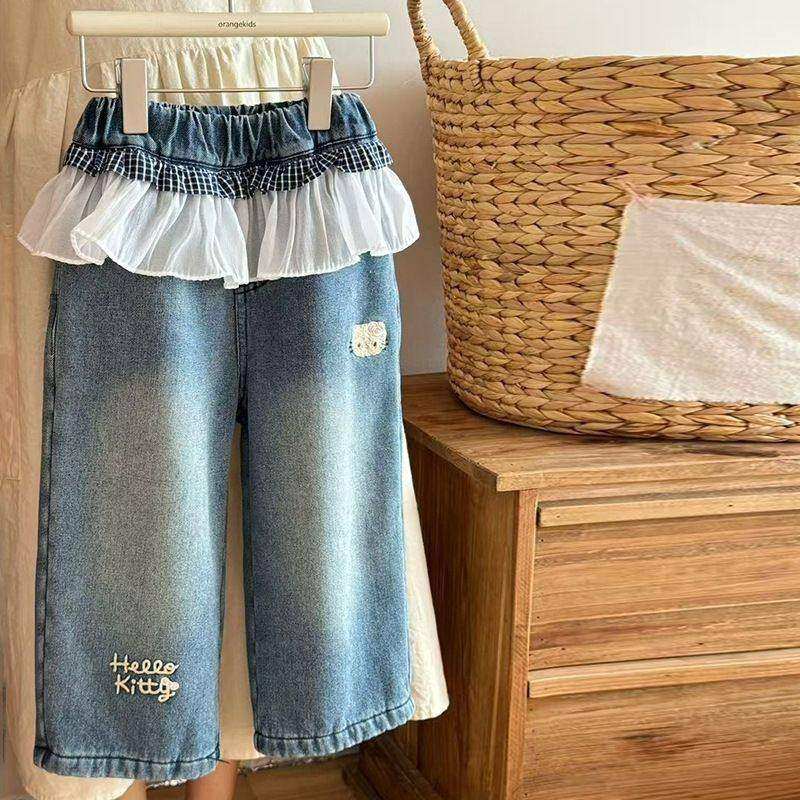 牛仔裤女童加绒冬季花边新款裤子冬装阔腿裤女宝宝儿童直筒裤,童装/婴儿装/亲子装,儿童牛仔裤,淘宝优惠券,粉丝福利购,淘宝优惠卷