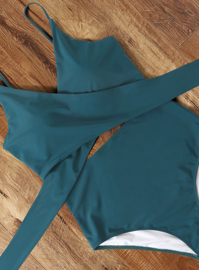 One Piece Swimsuit Women Sexy Cross Swimwear High Waist Mono