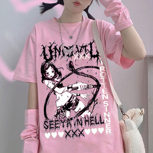 shirt Loose Aesthetic Goth Summer Women