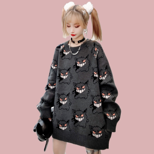 Women Sweater Harajuku Pattern Anime Korean Loose Pullover