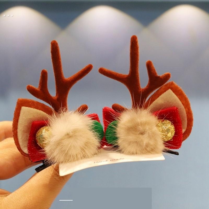 2024龙年可爱龙角儿童新年发箍耶诞发饰麋鹿发箍毛绒发夹女童头饰