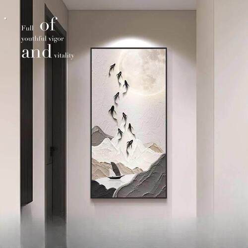 现代简约玄关装饰画入户正对门壁画黑白高级感走廊过道挂画客厅画
