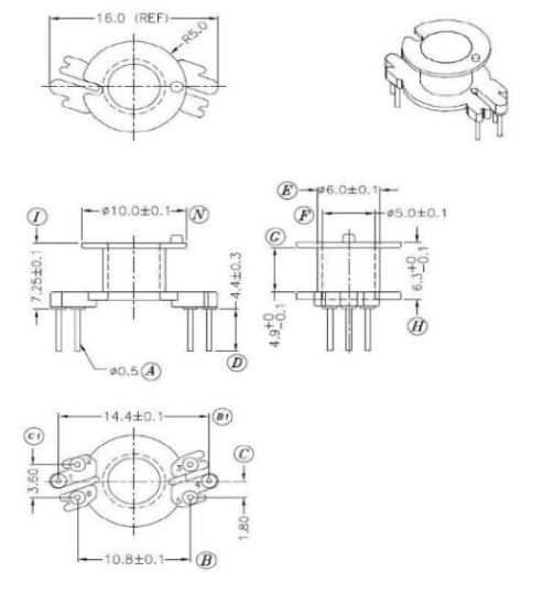 rm5高频变压器磁芯骨架配套梅花脚立式3 3针