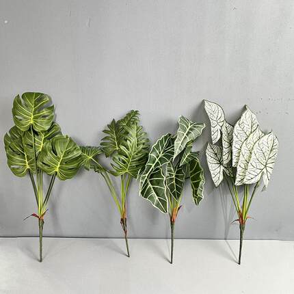 仿真龟背叶室内装饰仿真叶假植物家居摆件龟背竹仿真绿植莲叶
