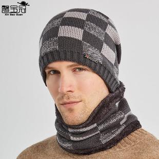9114冬天帽子头帽围脖套装大帽檐加绒加厚毛线帽欧美秋冬针织帽