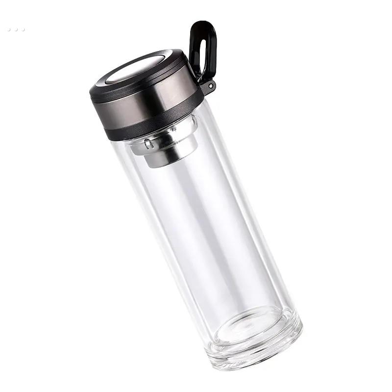 双层玻璃杯男女加厚便携带盖隔热水杯子过滤网家用保温泡茶杯定制