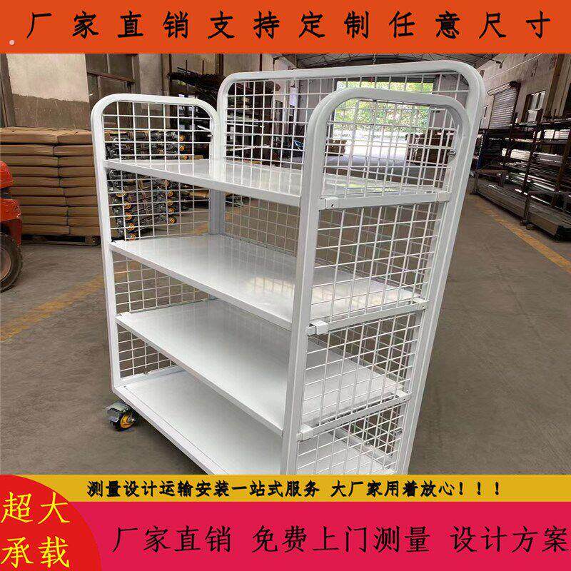 服饰厂收纳衣服专用周转筐加轮子围网物流搬运运货双开门手拉推车
