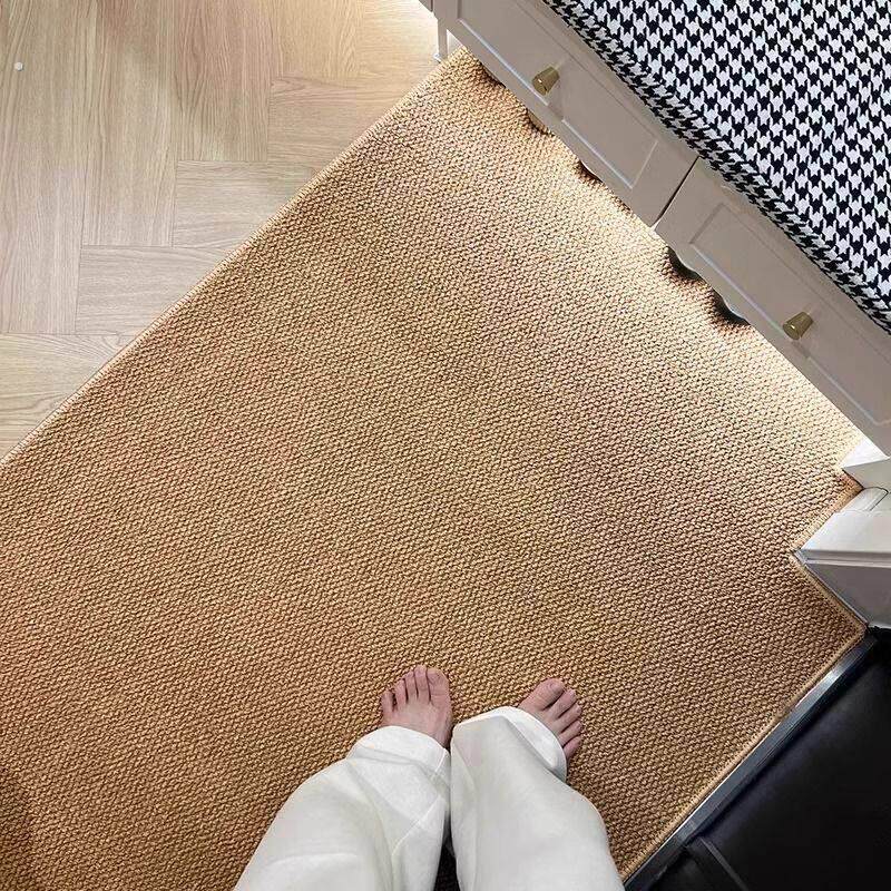 轻奢米白色茶几毯客厅卧室地毯飘窗阳台纯色满铺地垫菠萝圈