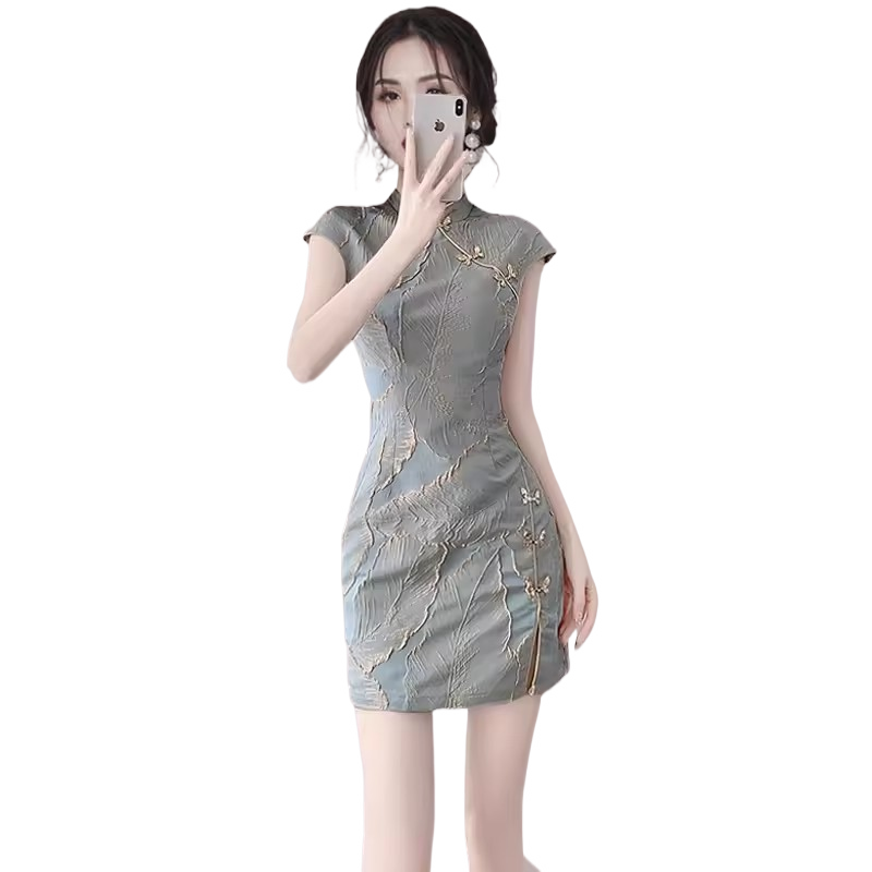 新中式改良旗袍短裙2025新款夏季国风高级感绝美小个子气质连衣裙