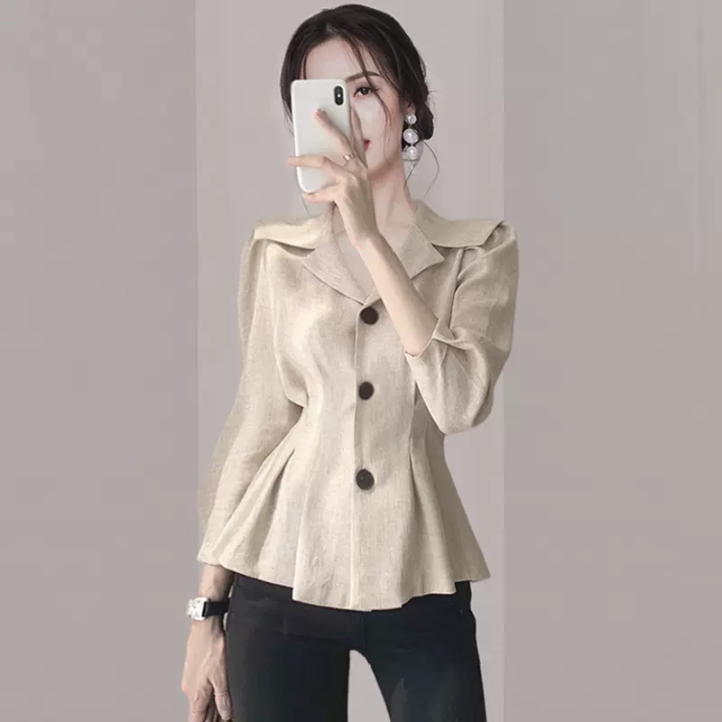 轻熟风法式复古洋气时髦收腰衬衫