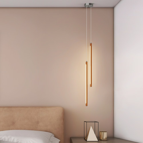 奶油风卧室床头小吊灯客厅电视背景墙灯可升降调节创意极简长条灯