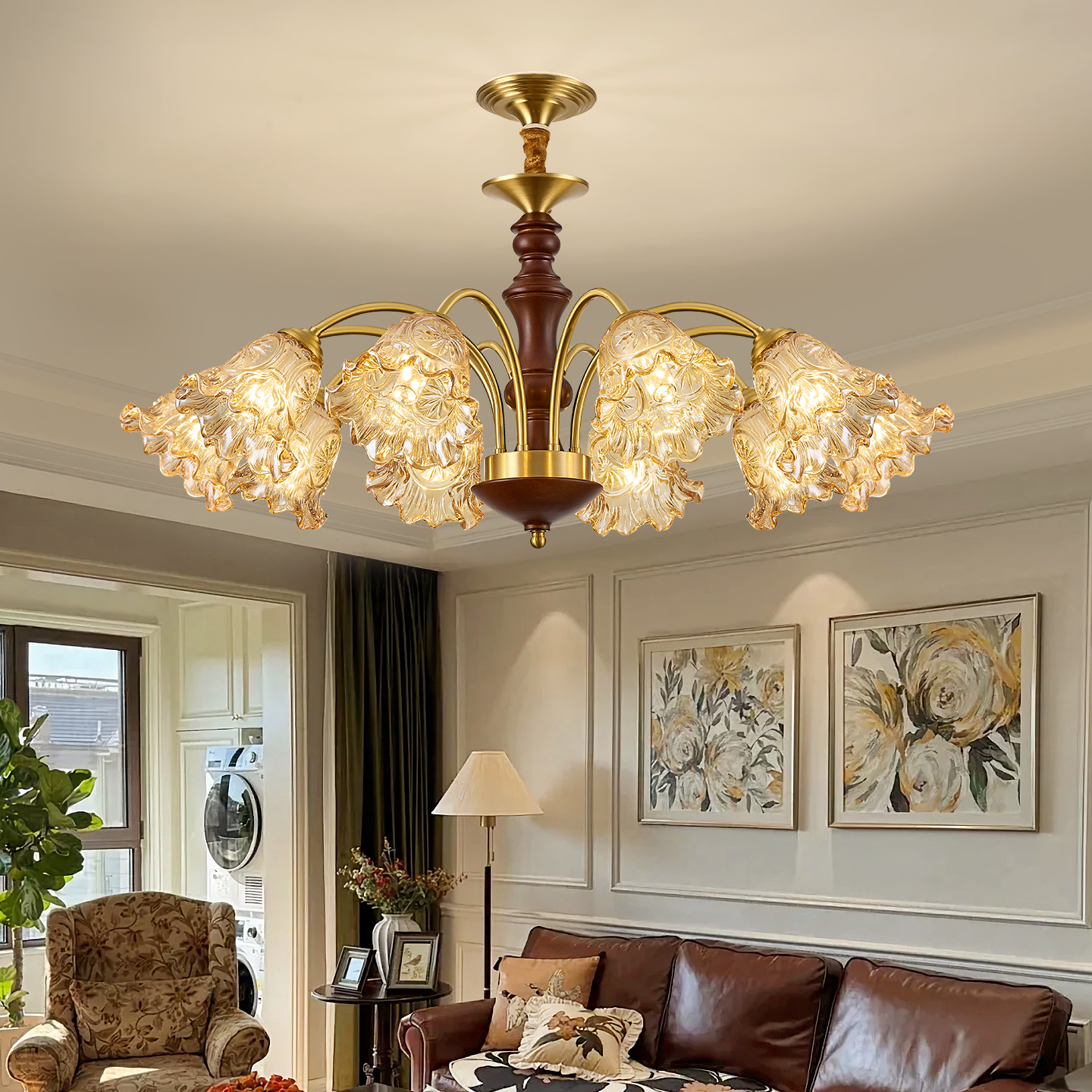 法式中古风客厅吊灯美式复古大厅主灯2025新款主卧室餐厅铃兰灯具