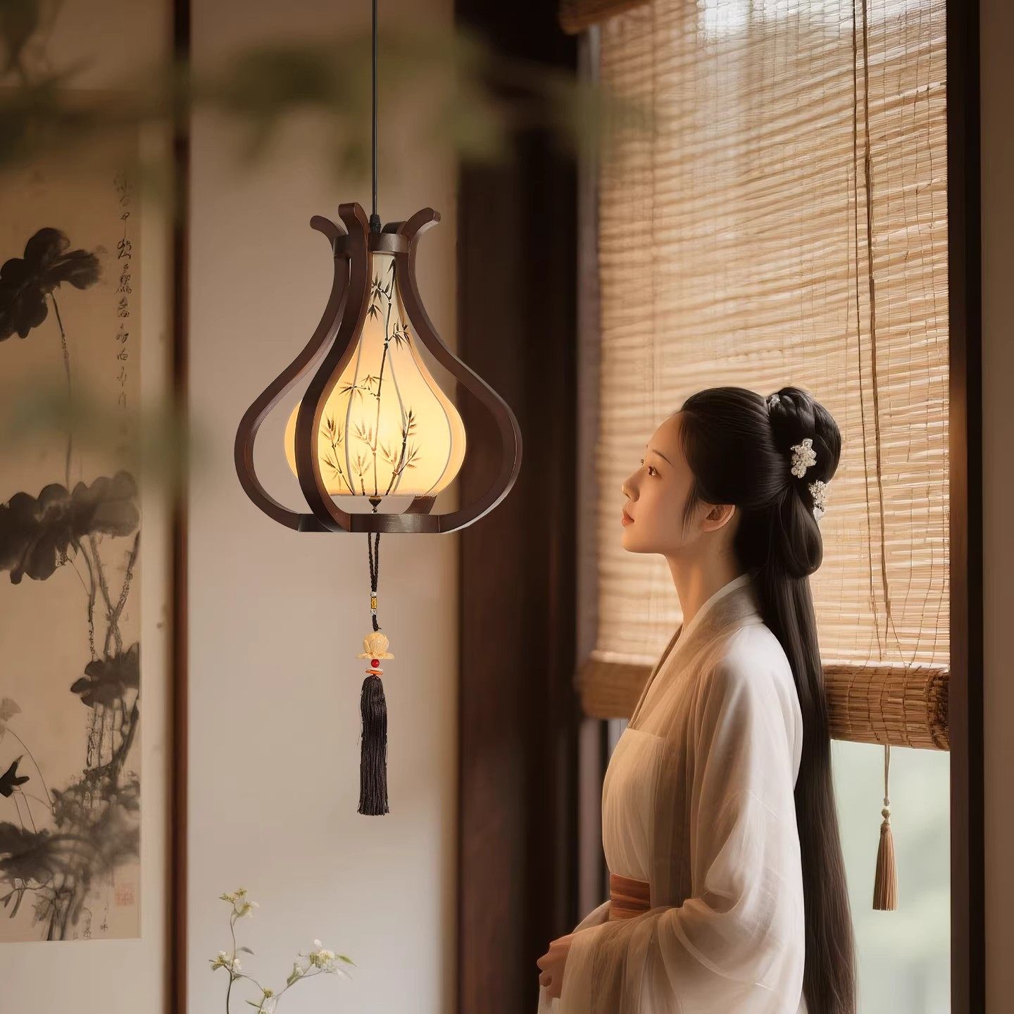 宋代美学床头吊灯2026新款新中式中古风餐厅卧室过道原木风吊线灯,家装灯饰光源,床头/玄关/吧台/过道吊灯,淘宝优惠券,粉丝福利购,淘宝优惠卷