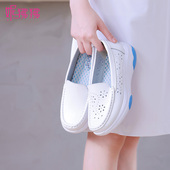 妮狒狒护士鞋 增高透气一脚蹬女鞋 软底小白鞋 女秋冬真皮医护工作鞋