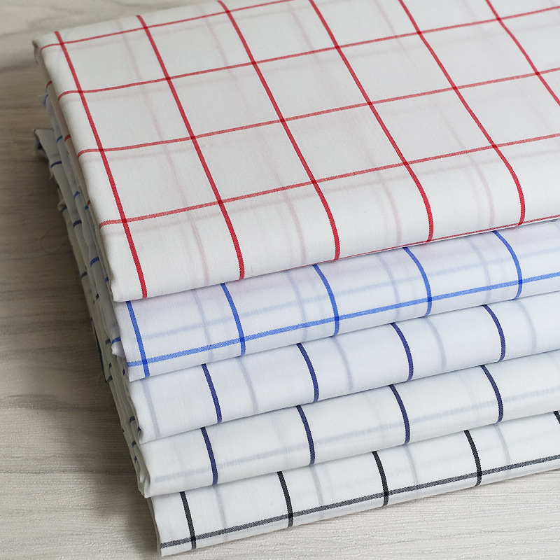 工厂直供二批 色织格子布60支衬衫布 棉锦弹力 淘现货面料