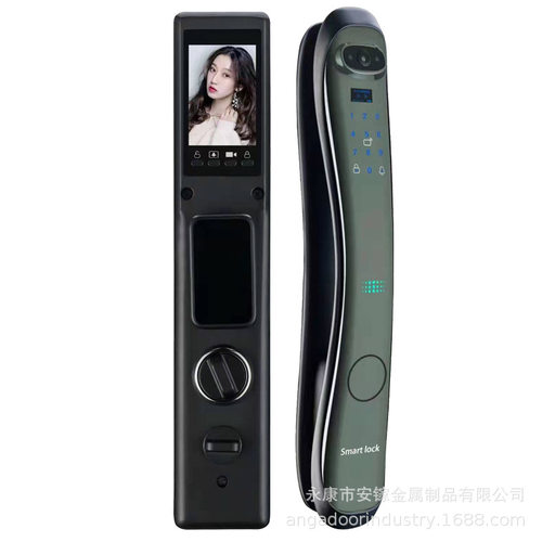 全半自动锌合金指纹锁带监控摄像头家用公寓办公防盗门智能