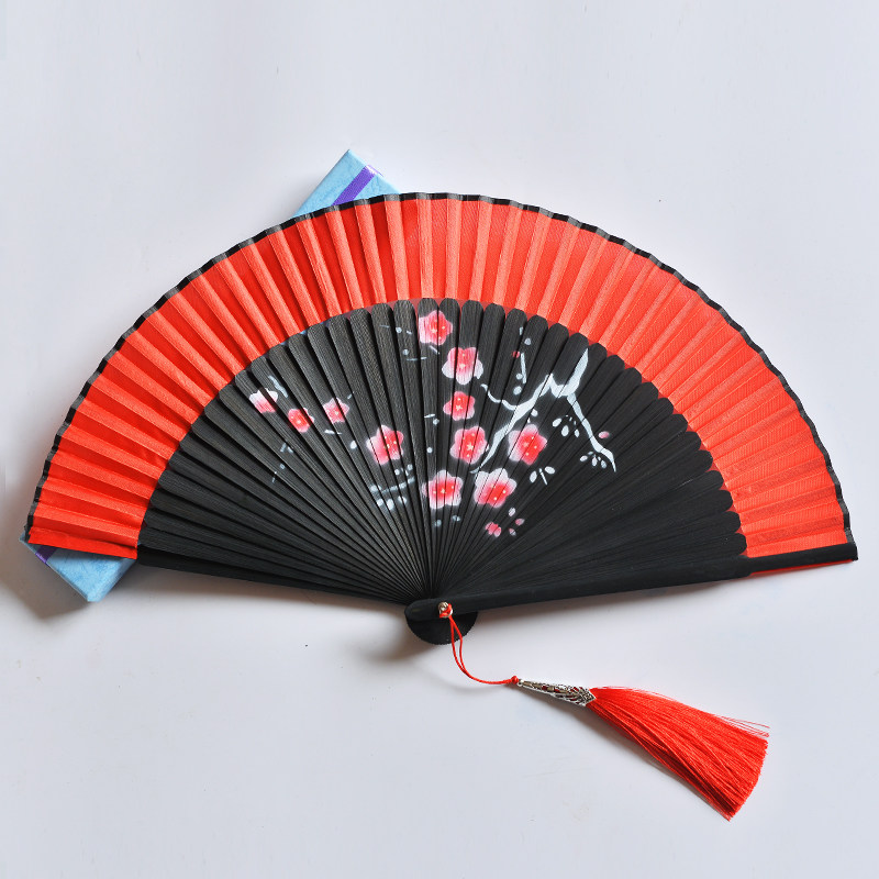 红色舞蹈扇子跳舞专用折扇古典舞中国风古风寄明月易开合汉服竹制
