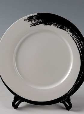 陶瓷盘摆盘装饰盘子摆件墨挂盘新中式家居书房软装摆台工艺品