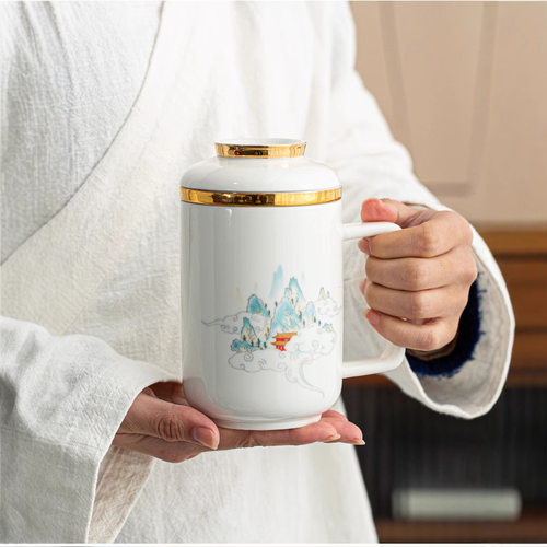 德化千里江山白瓷办公水杯带盖内胆过滤满心杯便携茶具logo - 封面