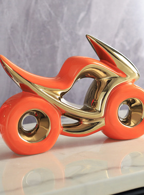 现代简约摩托车轻奢摆件客厅玄关酒柜装饰电视柜感家居装饰品